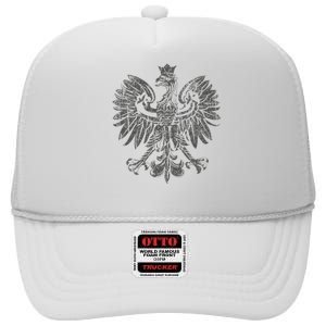 Polish Eagle Poland Coat Of Arms Polish Pride Retro Flag High Crown Mesh Back Trucker Hat