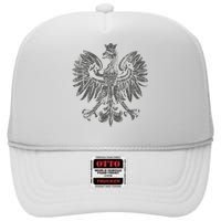 Polish Eagle Poland Coat Of Arms Polish Pride Retro Flag High Crown Mesh Back Trucker Hat