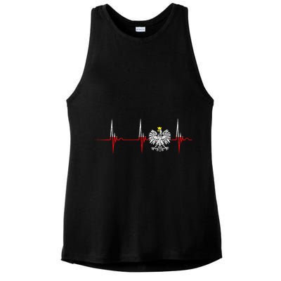 Polska Eagle Pole Heartbeat Ecg Pulse Polish Pride Ladies PosiCharge Tri-Blend Wicking Tank