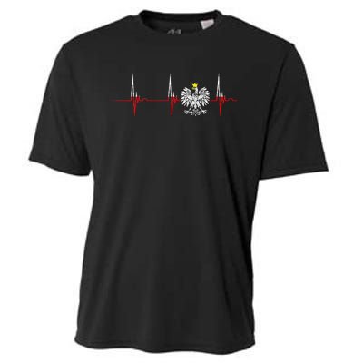 Polska Eagle Pole Heartbeat Ecg Pulse Polish Pride Cooling Performance Crew T-Shirt