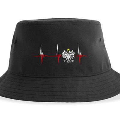 Polska Eagle Pole Heartbeat Ecg Pulse Polish Pride Sustainable Bucket Hat
