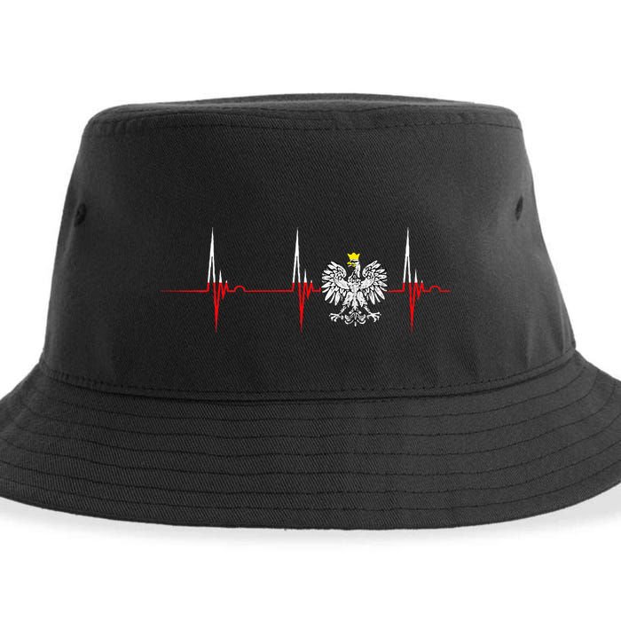Polska Eagle Pole Heartbeat Ecg Pulse Polish Pride Sustainable Bucket Hat
