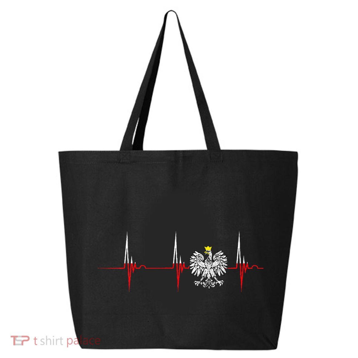 Polska Eagle Pole Heartbeat Ecg Pulse Polish Pride 25L Jumbo Tote