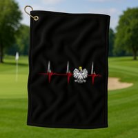 Polska Eagle Pole Heartbeat Ecg Pulse Polish Pride Golf Towel