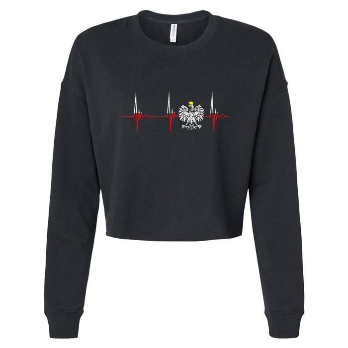 Polska Eagle Pole Heartbeat Ecg Pulse Polish Pride Cropped Pullover Crew