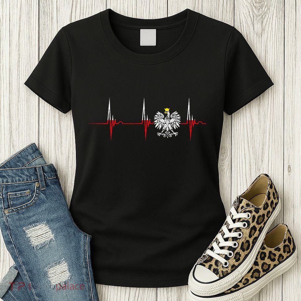 Polska Eagle Pole Heartbeat Ecg Pulse Polish Pride Womens T-Shirt