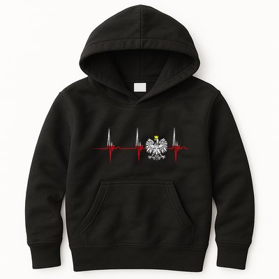 Polska Eagle Pole Heartbeat Ecg Pulse Polish Pride Kids Hoodie