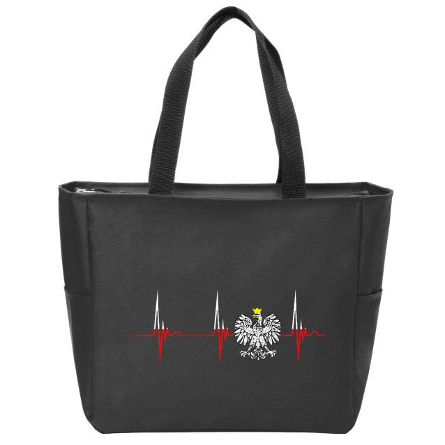 Polska Eagle Pole Heartbeat Ecg Pulse Polish Pride Zip Tote Bag