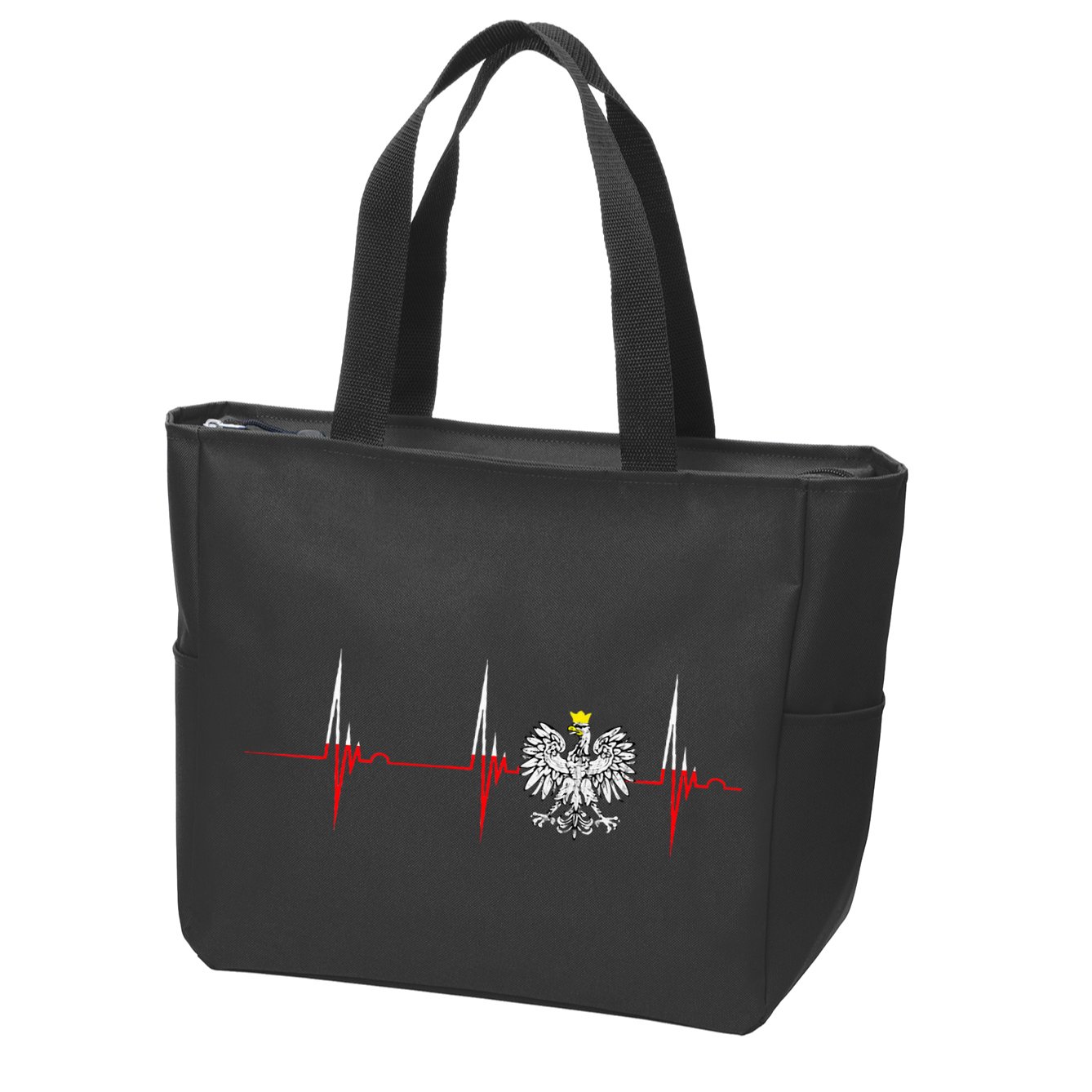 Polska Eagle Pole Heartbeat Ecg Pulse Polish Pride Zip Tote Bag