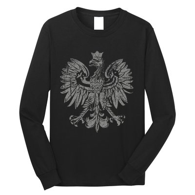 Polish Eagle Poland Coat Of Arms Polish Pride Retro Flag Long Sleeve Shirt