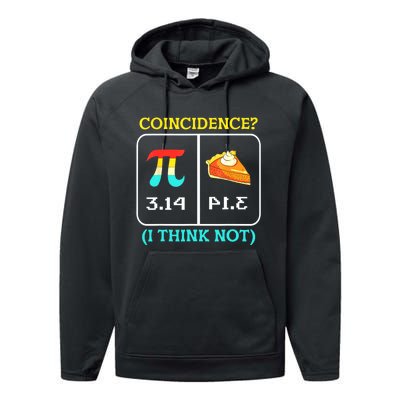 Pi Equals Pie Coincidence Happy Pi Day Mathematics Performance Fleece Hoodie