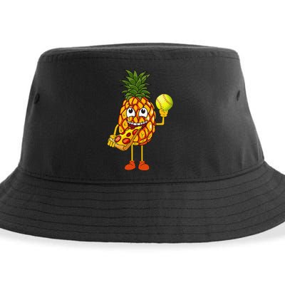 Pineapple Eating Pizza Softball FunnyFoodie Sustainable Bucket Hat