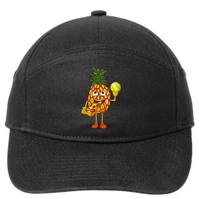 Pineapple Eating Pizza Softball FunnyFoodie 7-Panel Snapback Hat