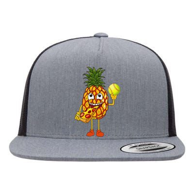 Pineapple Eating Pizza Softball FunnyFoodie Flat Bill Trucker Hat