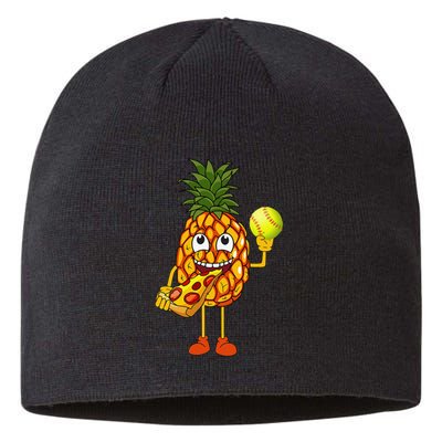 Pineapple Eating Pizza Softball FunnyFoodie Sustainable Beanie