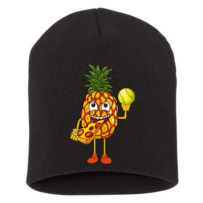 Pineapple Eating Pizza Softball FunnyFoodie Short Acrylic Beanie