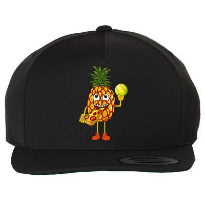 Pineapple Eating Pizza Softball FunnyFoodie Wool Snapback Cap