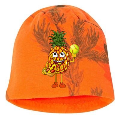 Pineapple Eating Pizza Softball FunnyFoodie Kati - Camo Knit Beanie