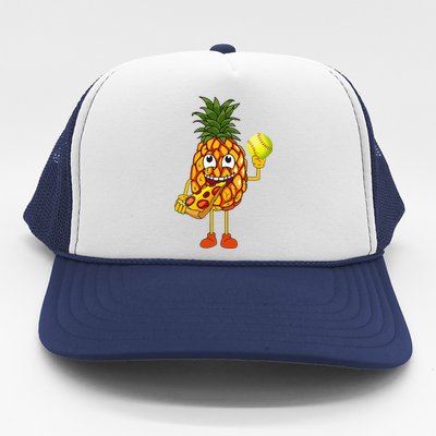 Pineapple Eating Pizza Softball FunnyFoodie Trucker Hat