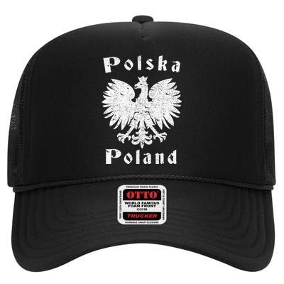 Polish Eagle Poland Coat Of Arms Polska High Crown Mesh Back Trucker Hat