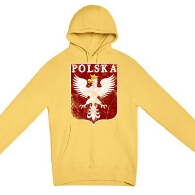 Polish Eagle Polish Crest Vintage Polska Eagle Poland Great Gift Premium Pullover Hoodie