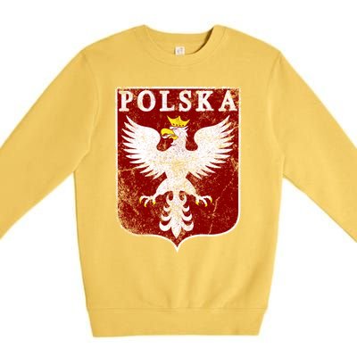 Polish Eagle Polish Crest Vintage Polska Eagle Poland Great Gift Premium Crewneck Sweatshirt