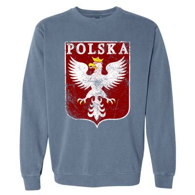 Polish Eagle Polish Crest Vintage Polska Eagle Poland Great Gift Garment-Dyed Sweatshirt