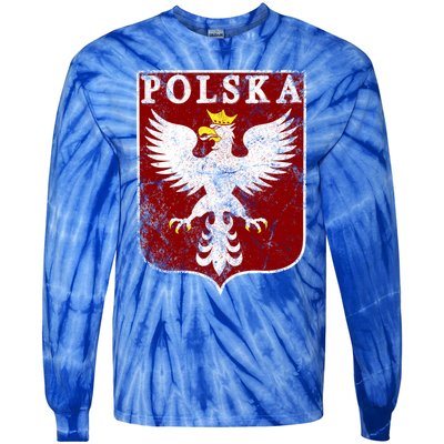 Polish Eagle Polish Crest Vintage Polska Eagle Poland Great Gift Tie-Dye Long Sleeve Shirt