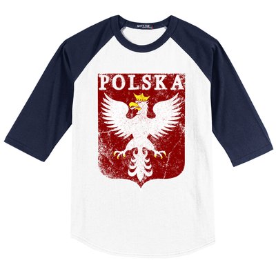 Polish Eagle Polish Crest Vintage Polska Eagle Poland Great Gift Baseball Sleeve Shirt