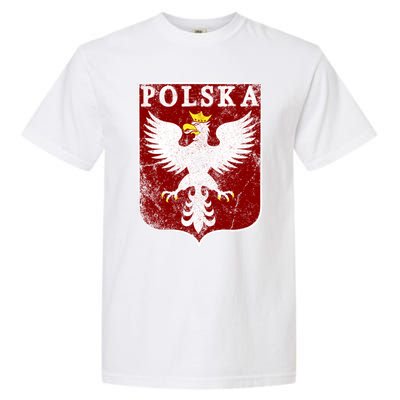 Polish Eagle Polish Crest Vintage Polska Eagle Poland Great Gift Garment-Dyed Heavyweight T-Shirt