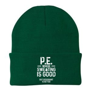 Physical Education PE Where Sweating Is Good PE Teacher Knit Cap Winter Beanie