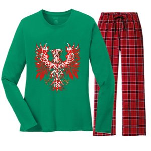 Polish Eagle Poland Polska Polish Eagle Polish Flag Women's Long Sleeve Flannel Pajama Set 