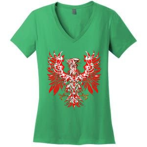 Polish Eagle Poland Polska Polish Eagle Polish Flag Women's V-Neck T-Shirt