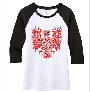 Polish Eagle Poland Polska Polish Eagle Polish Flag Women's Tri-Blend 3/4-Sleeve Raglan Shirt