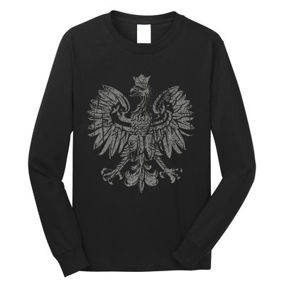 Polish Eagle Poland Coat Of Arms Polish Pride Retro Flag Long Sleeve Shirt