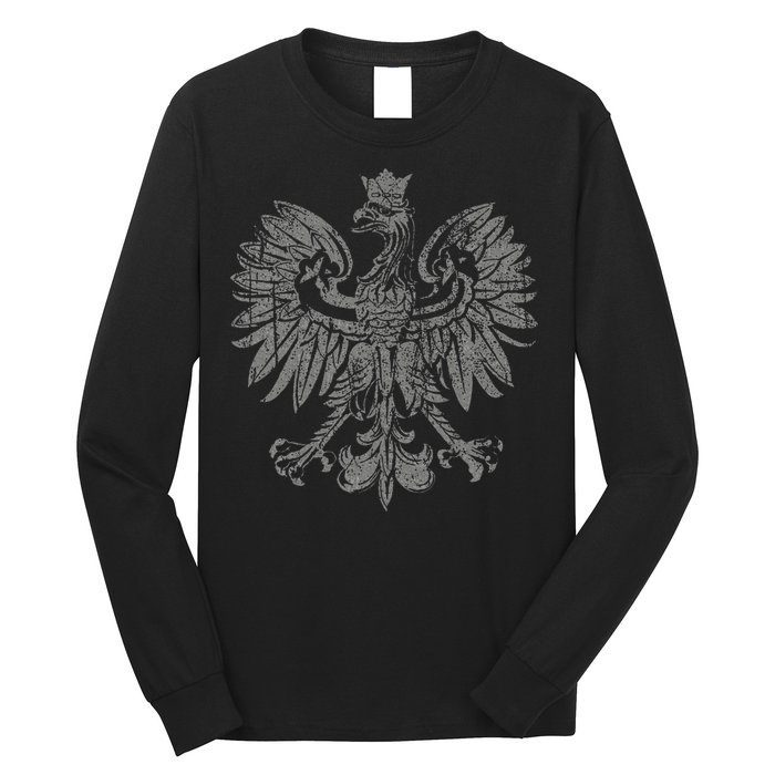 Polish Eagle Poland Coat Of Arms Polish Pride Retro Flag Long Sleeve Shirt