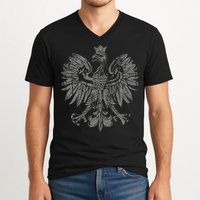 Polish Eagle Poland Coat Of Arms Polish Pride Retro Flag V-Neck T-Shirt
