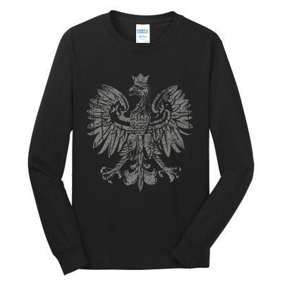 Polish Eagle Poland Coat Of Arms Polish Pride Retro Flag Tall Long Sleeve T-Shirt