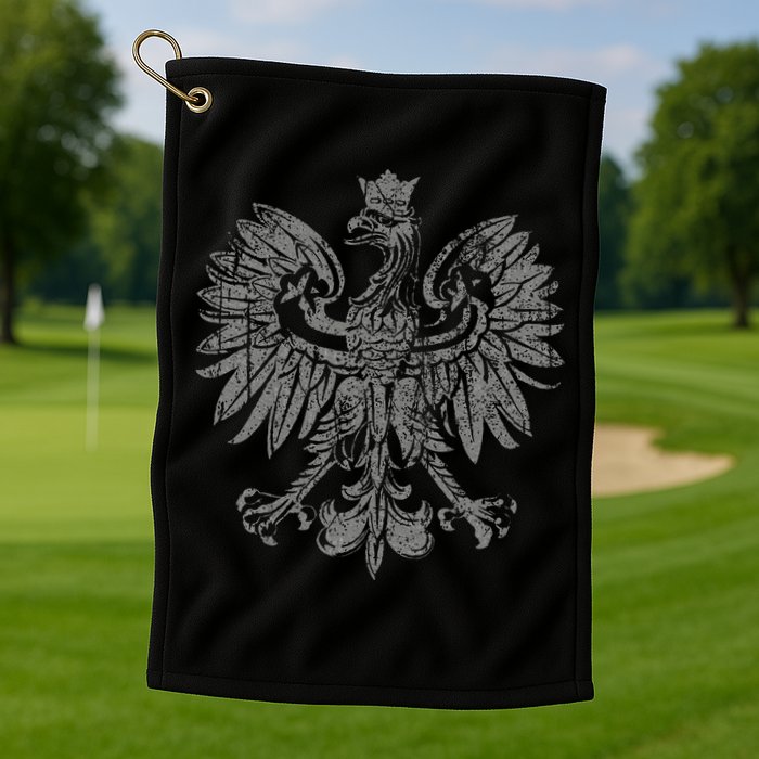 Polish Eagle Poland Coat Of Arms Polish Pride Retro Flag Golf Towel