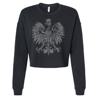 Polish Eagle Poland Coat Of Arms Polish Pride Retro Flag Cropped Pullover Crew