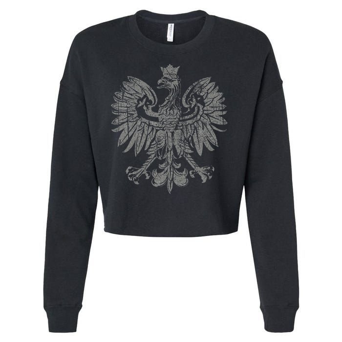 Polish Eagle Poland Coat Of Arms Polish Pride Retro Flag Cropped Pullover Crew