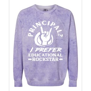 Principal Educational Rockstar School Funny Principal Funny Gift Colorblast Crewneck Sweatshirt