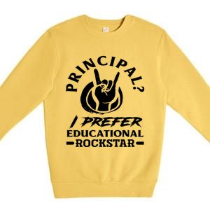 Principal Educational Rockstar School Funny Principal Funny Gift Premium Crewneck Sweatshirt