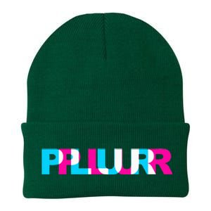 Plur Edm Rave Optical Illusion Glitch Dance Music Festival Knit Cap Winter Beanie