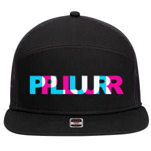 Plur Edm Rave Optical Illusion Glitch Dance Music Festival 7 Panel Mesh Trucker Snapback Hat