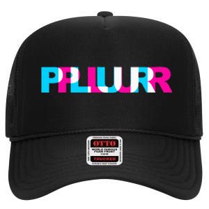 Plur Edm Rave Optical Illusion Glitch Dance Music Festival High Crown Mesh Back Trucker Hat