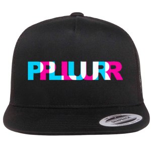 Plur Edm Rave Optical Illusion Glitch Dance Music Festival Flat Bill Trucker Hat