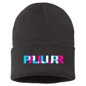 Plur Edm Rave Optical Illusion Glitch Dance Music Festival Sustainable Knit Beanie