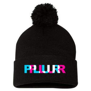 Plur Edm Rave Optical Illusion Glitch Dance Music Festival Pom Pom 12in Knit Beanie