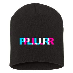 Plur Edm Rave Optical Illusion Glitch Dance Music Festival Short Acrylic Beanie